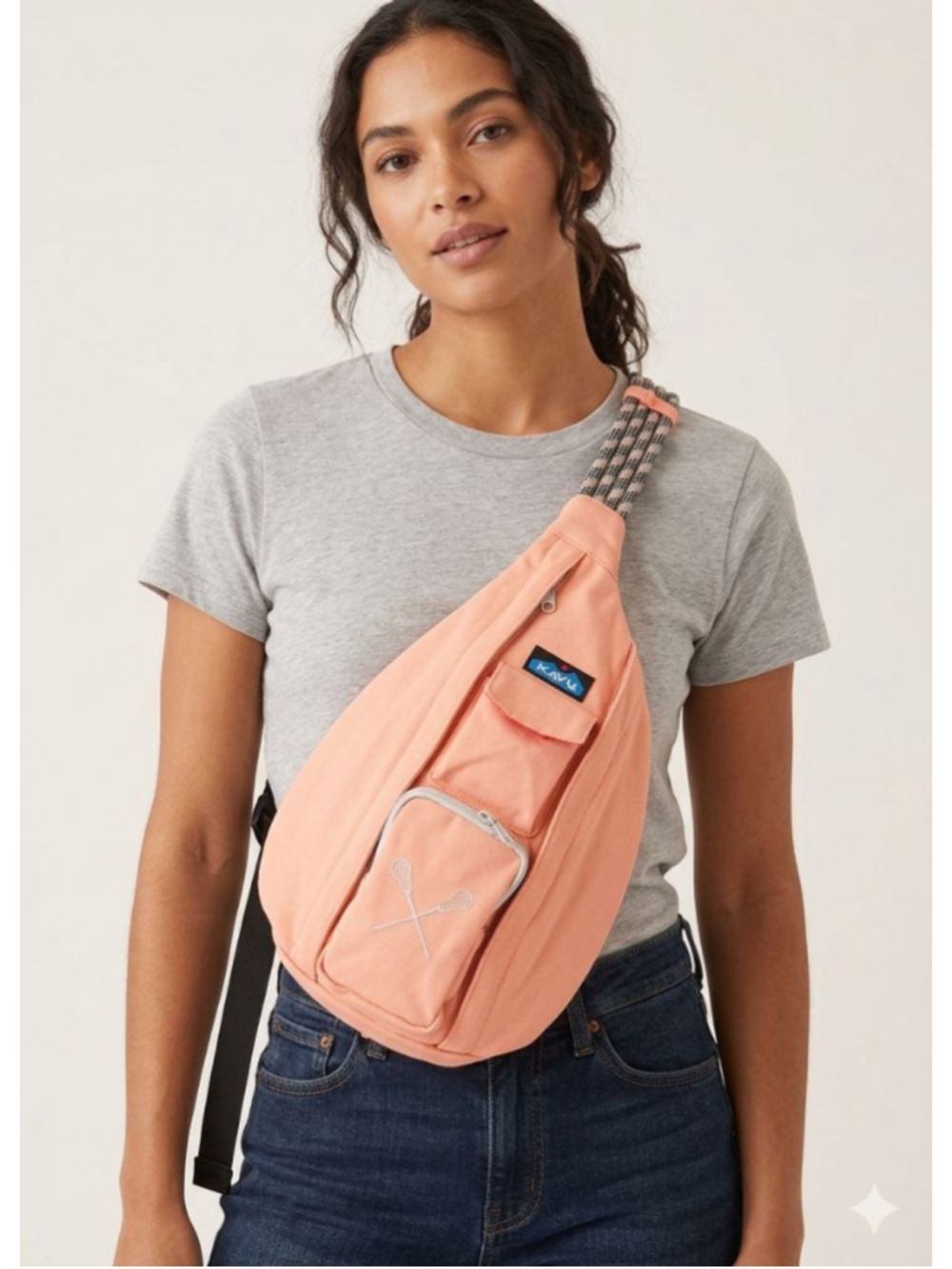 Kavu Rope Sling Solid Coral Backpack Crossbody with pink Lining - Picture 5 of 5